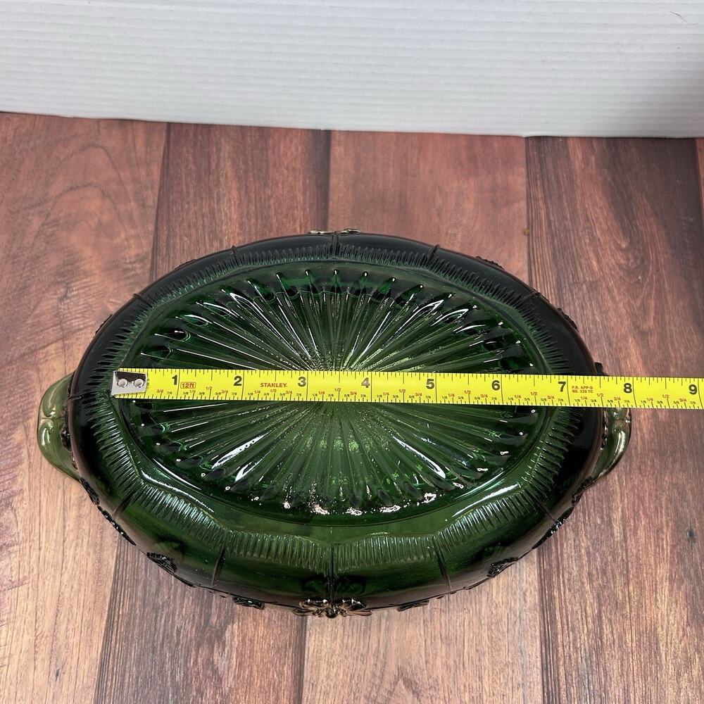 Antique CA. 1915 United States Glass Green Bowl Dogwood Paneled Floral Pattern - Picture 12 of 12